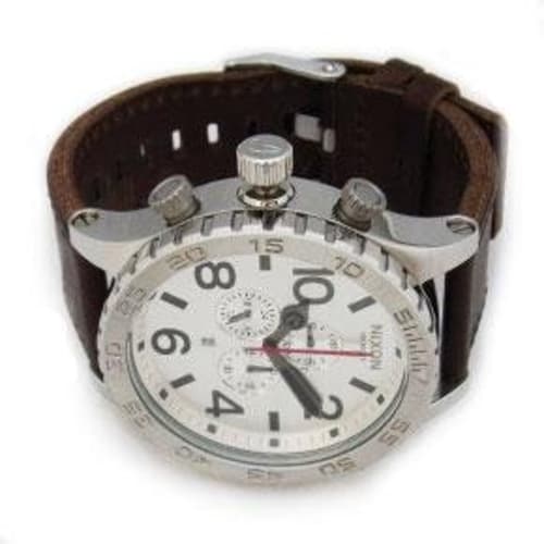 Nixon Men's 51-30 Chronograph Watch, Silver/Brown, Leather Strap, A1241113, Model A124-1113
