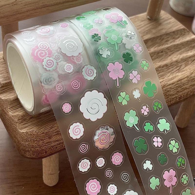 Alphabet Star Clover Fish Cake Tape PET Sticker INS Style DIY Decorative Tape Planner Diary Ledger Decoration Supplies Scrapbook