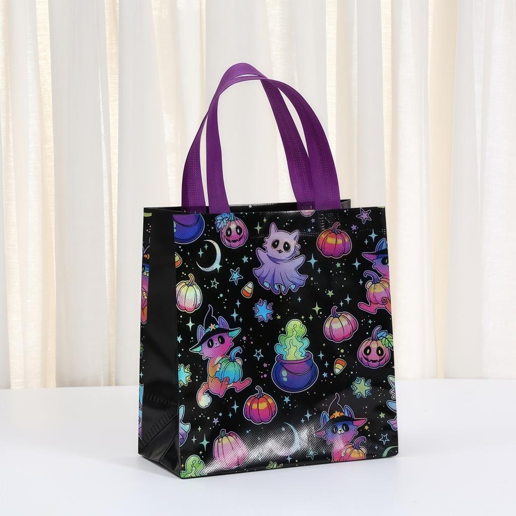 4-Piece Cartoon Printed Halloween Candy Packaging Bags For Holiday Party Party Gift Shopping Bags Handheld Non-woven Bags