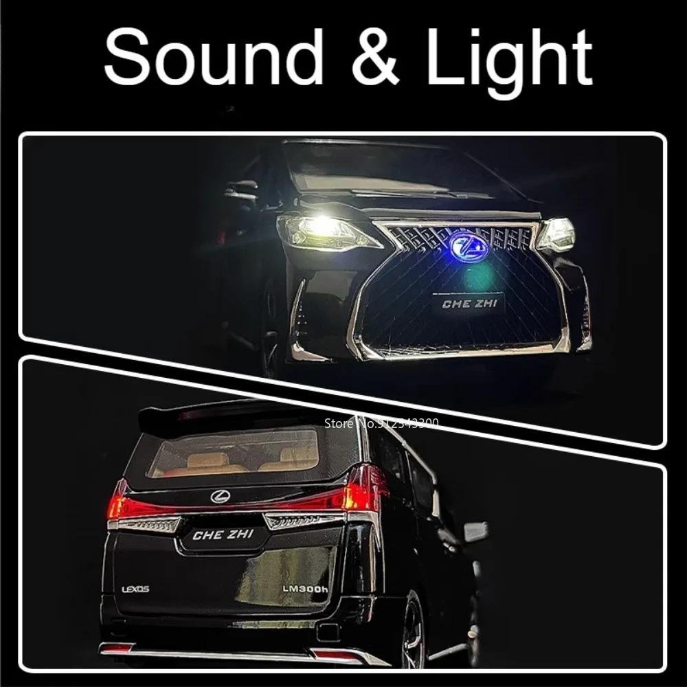 1:24 LM300H LX570 Car Model Toy Alloy Diecast Sound Light Pull Back Door Opened Miniature Models Birthday Gifts for Kids