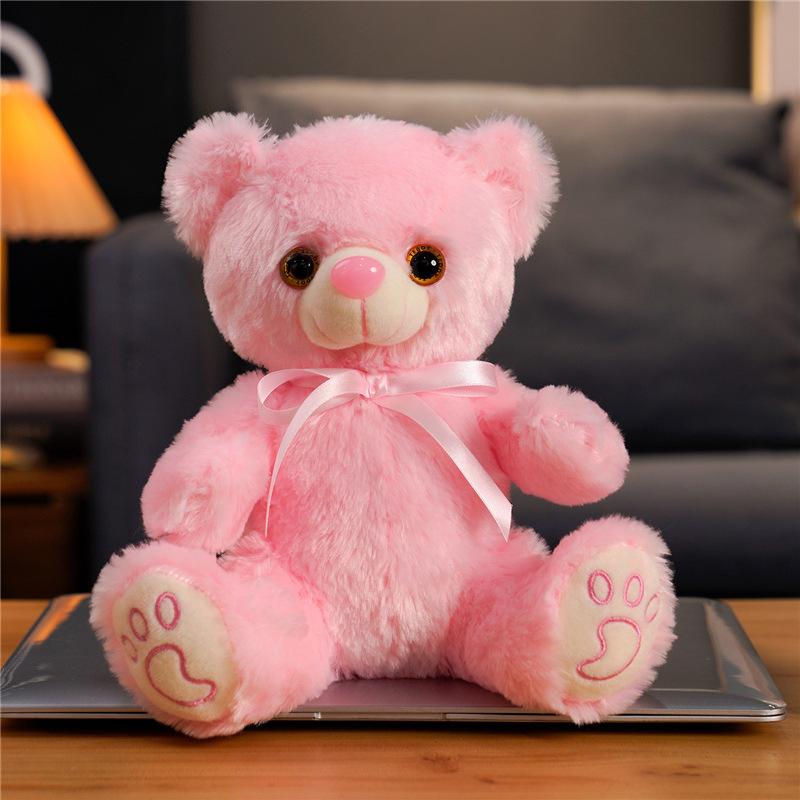 Cute Luminous Teddy Bear Doll Plush Toy Colorful Sitting Bear Doll Children'S Rag Doll Birthday Gift