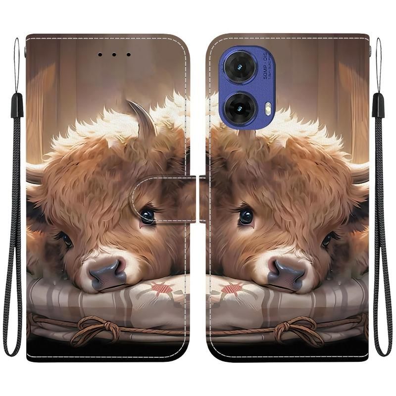Animal Case Lion Panda Leather Phone Cover For Motorola MOTO G15 G55 G35 G75 G85 5G G05 Wallet Flip Coque Magnetic Protect Cases