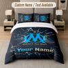 Juego de Cama Personalizado Patrón Olympique Marseille FC, Imprimir Nombre Texto 1 Funda Nórdica más 2 Fundas de Almohada Textil para el Hogar