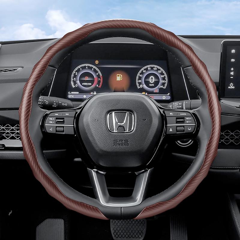 Suitable for Honda Carbon Fiber Texture Steering Wheel Cover Snap-On Wave-Shaped Sports Design Protective Shell Crv Civic Accord Hrv City Passport