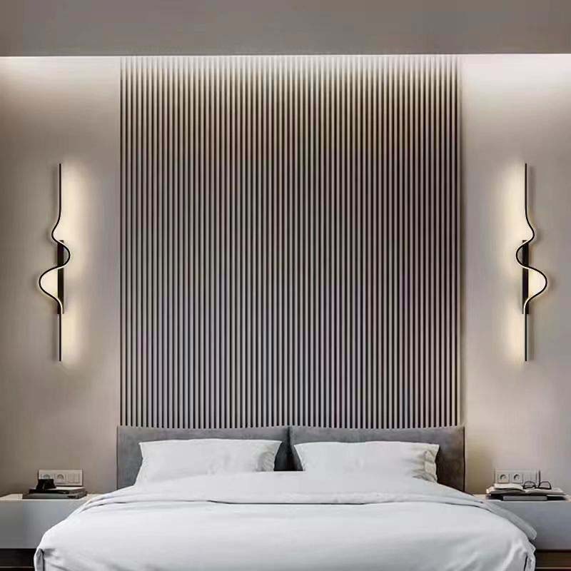 Creative Minimalist Long Strip Light Living Room Sofa Background Wall Light Bedroom Bedside Wave-shaped Decorative Light