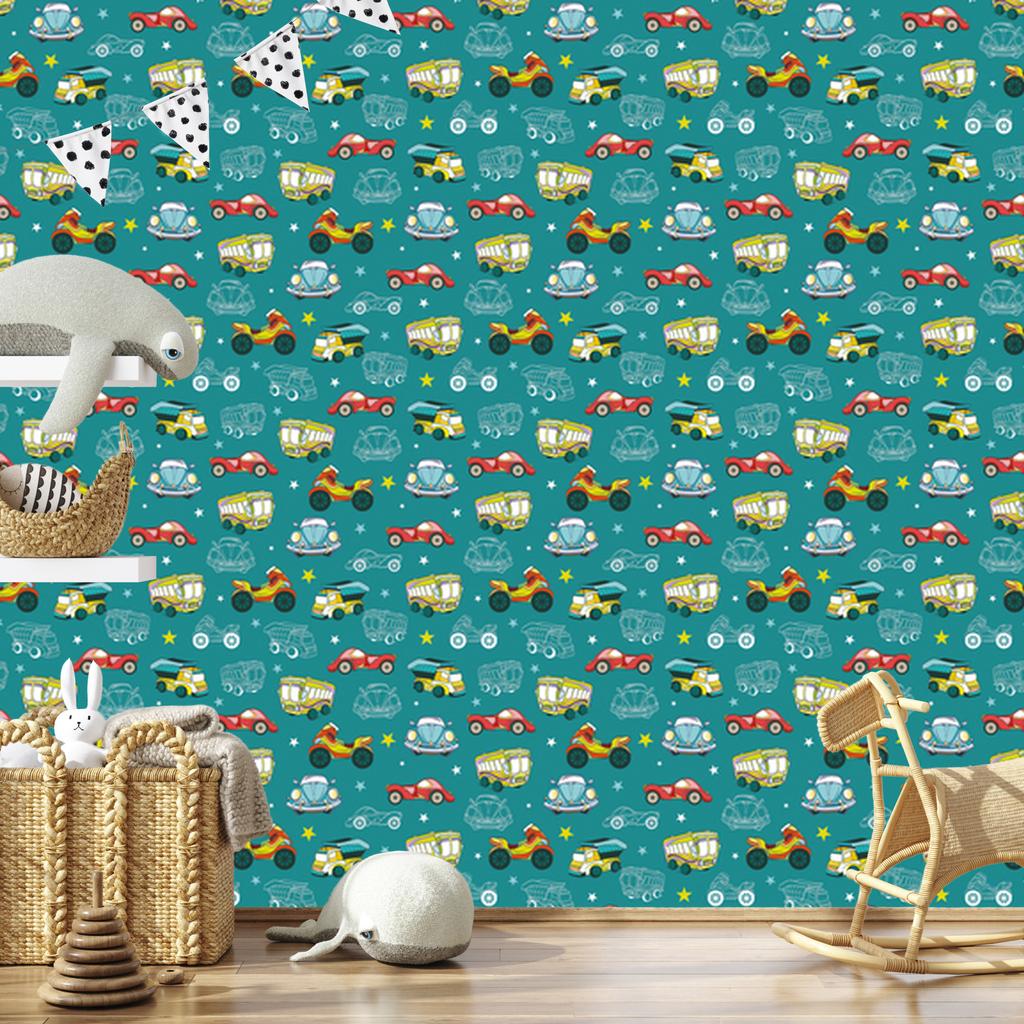 Colorful cars and motorcycles wallpaper for living room and bedroom 50x1000