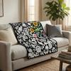 DIY Coloring Blanket With 24 Color Acrylic Markers Floral Theme Cloth Painting Throw Blanket For Sofa Bedroom Decor Gift