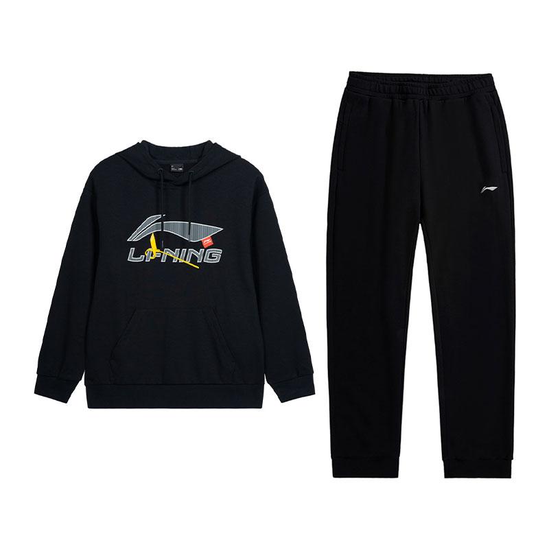 

Li-Ning Модный Универсальный Топ и Брюки с Манжетами Повседневный Спортивный Костюм Мужской костюм AWDT601-5+AKLUE31-1 L