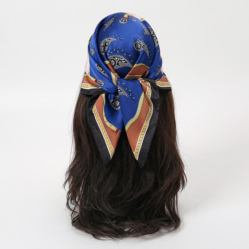 70x70cm Silk Scarf for Women Floral Printed Square Shawl Muslim Hijab Office Ladies Neck Scarf Hair Bandana Gift Muffler Foulard