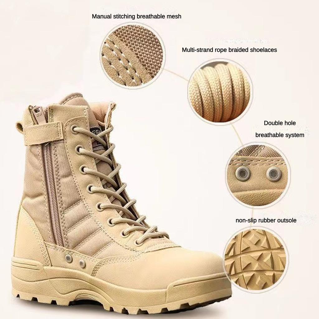 Fashion High-Performance Tactical Boots for Men Black Waterproof Outdoor Hiking Boots Anti-Slip Military Boots