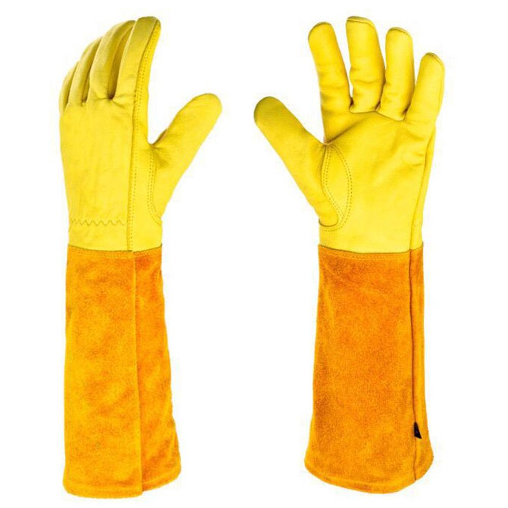 

Кожаные перчатки с кактусами, с длинным рукавом, для обрезки роз, практичные садовые перчатки XL жёлтый
