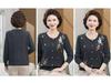 Elegant Women's Pure Wool Cardigan - Autumn/Winter Round Neck Knitwear with Embroidery for Mid-to-Old Age Mothers
