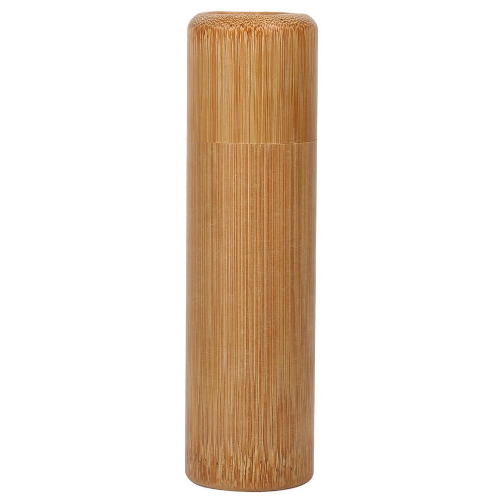 1Pc Round Portable   Natural Bamboo Tea Jar Storage Holder Container Box (2.5 X 12cm)