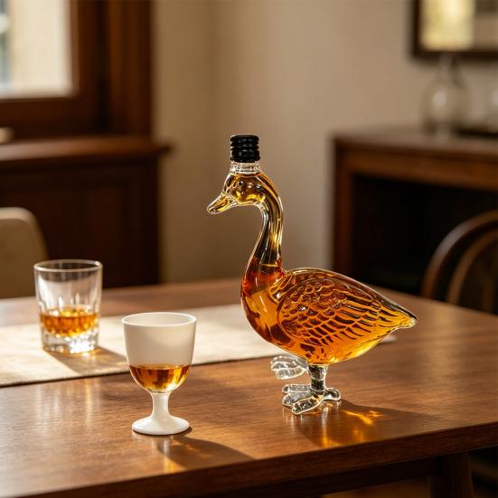 Decantador de Cristal Tallado de Ganso, Decantador de Whisky Tallado 3D con Tapón, Botella Decorativa para Licores para Barra de Casa, Regalo Único para Hombres