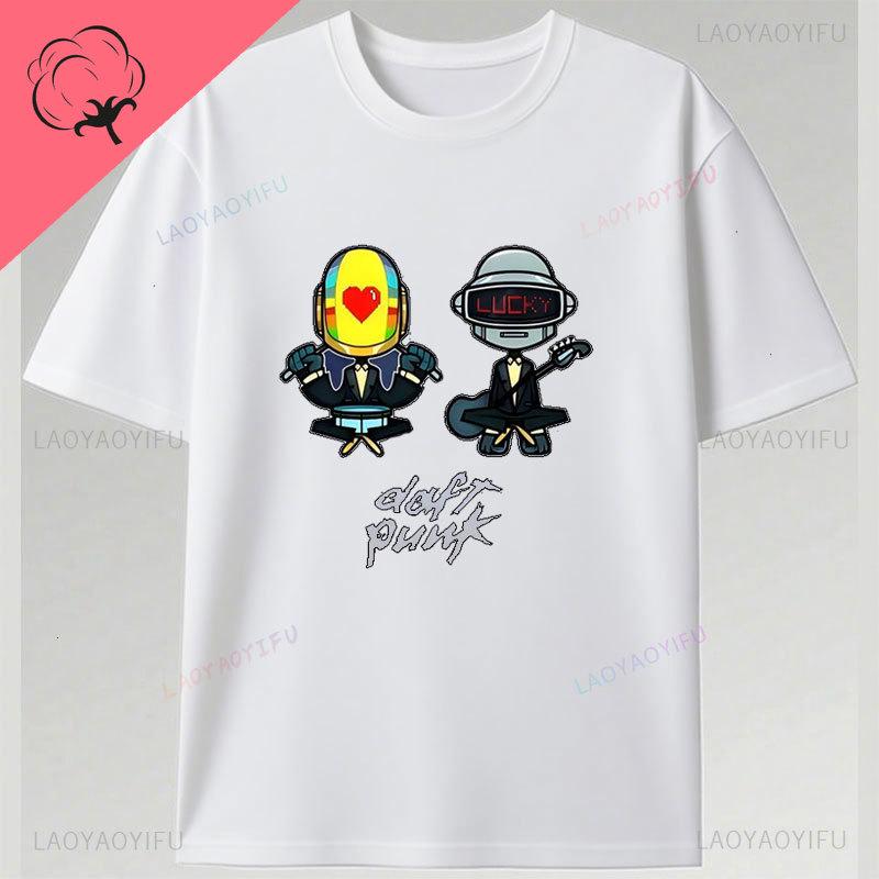 T-Shirts Daft Punk Grafik-T-Shirts Beliebte Mode Musikliebhaber Geschenk Punk Band Baumwolle Kurzarm Druck Unisex Kleidung