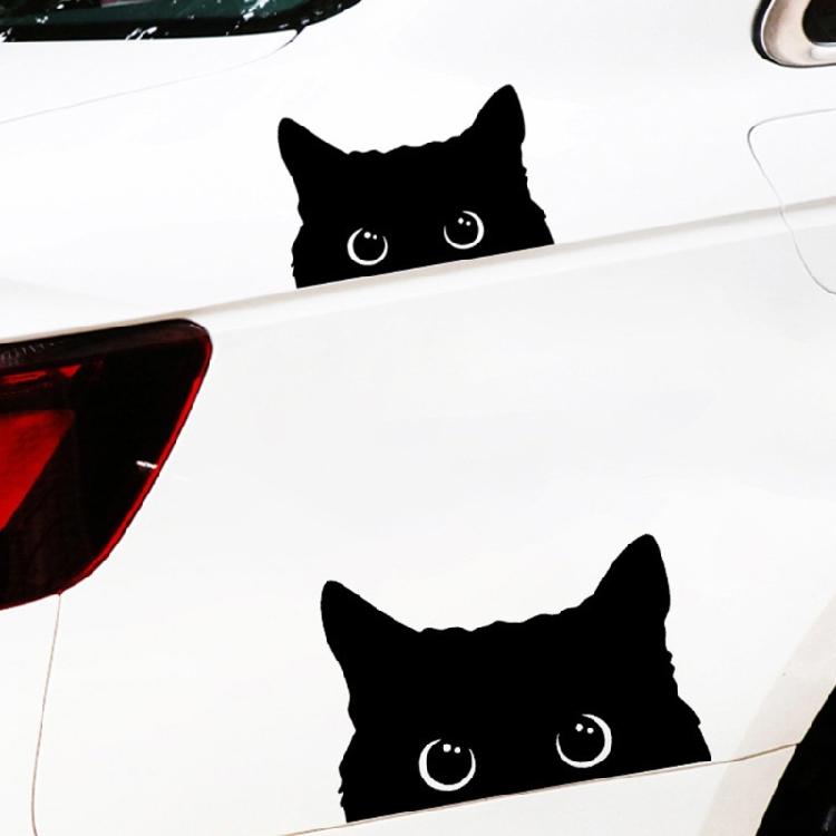 Car Decal Bumper Sticker Car Exterior Decoration Waterproof Peeking Cats Sticker for Car Truck Black 5.9x3.8inch