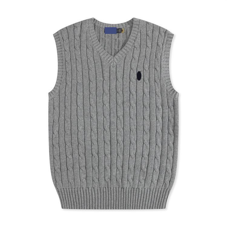 Pánská pletená vesta s V-výstřihem z vlny a bavlny