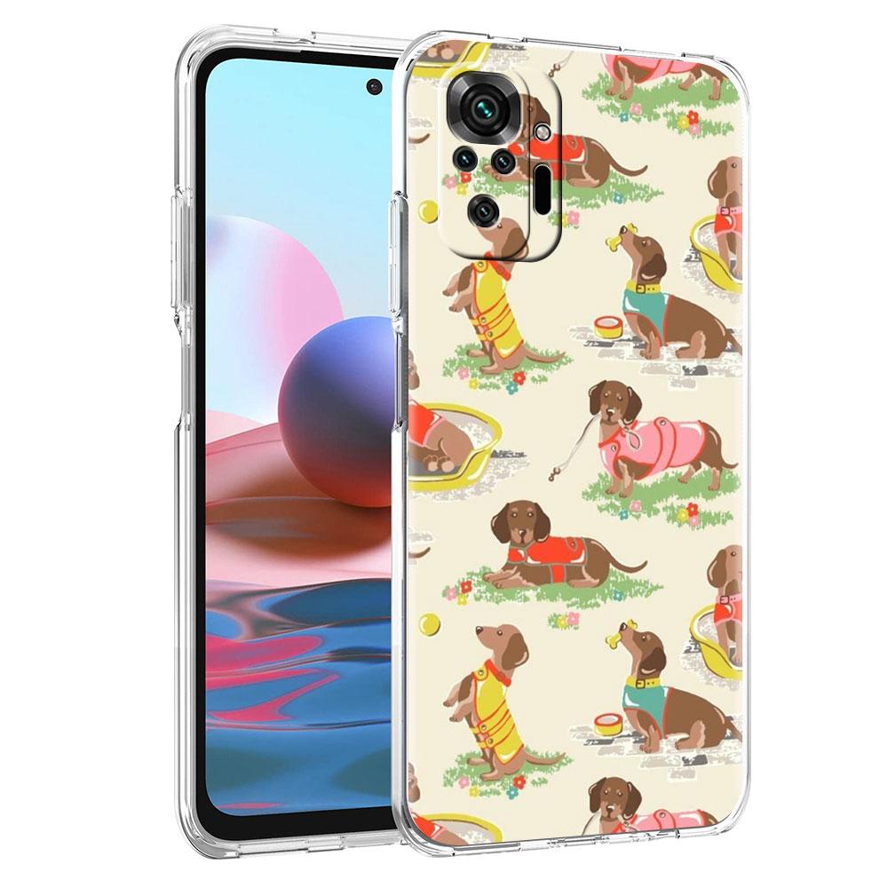 Clear Case For Xiaomi Redmi Note 10 9 8 Pro 9S 10S 7 K40 9A 8T 9C 9T 8A Silicone Phone Cover Soft Shell Dachshund Silhouette Dog
