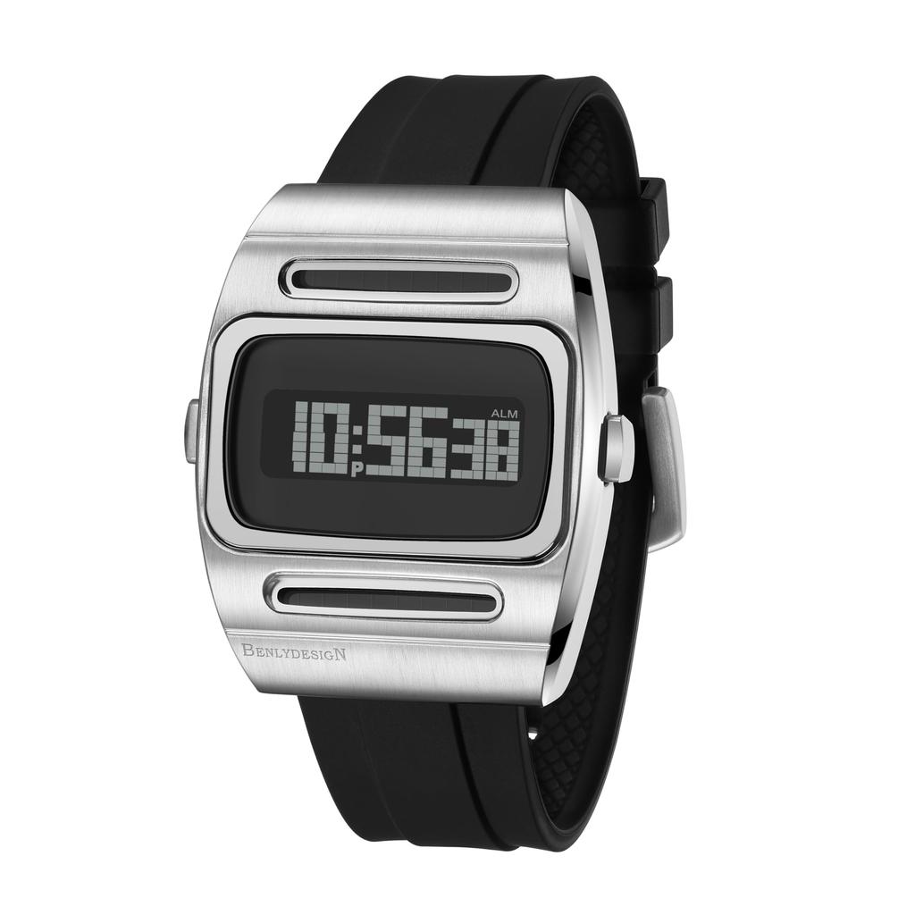 BENLYDESIGN Unique Metal Watch, Men's Digital Watch, Stainless Steel Cool Watch, Silver, Retro, Modern, Silver, Retro