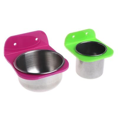 Stainless Steel Food Water Bowl Bird Feeder For Crates Cages Coop