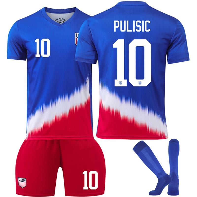 2425 US Team Football Jersey No. 10 Pulisic Home America's Cup Children's Men's Women's Set Edition