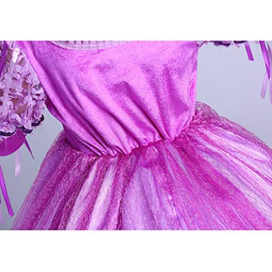 Rapunzel Princess Kids Purple [MANAMANA] Children's Dress, Dress, Tiara, Stick, 3-Piece Set, Costume, Purple, Girls, 130, 130cm,