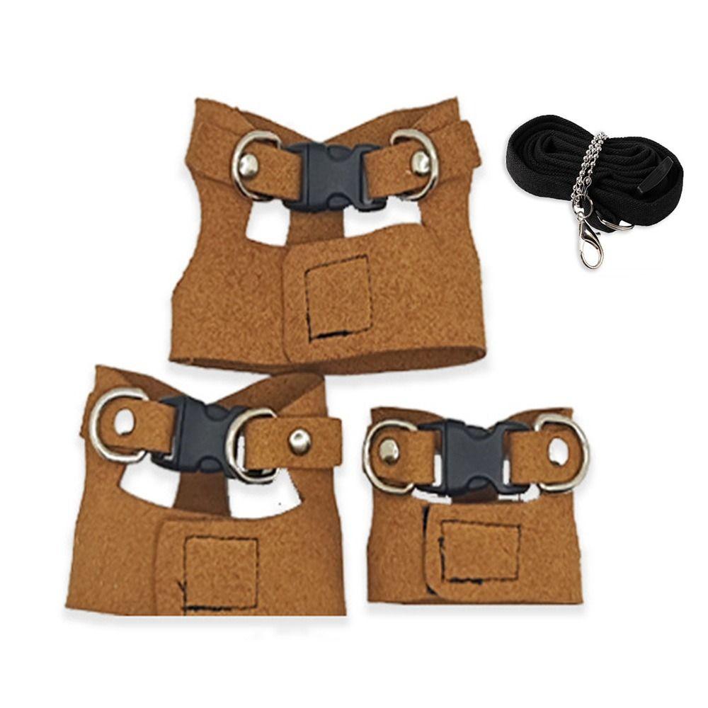 Adjustable Rat Harness and Leash Set 3 Sizes Vests Anti-Bite Chest Strap Lizard Traction Rope Comfortable Leather