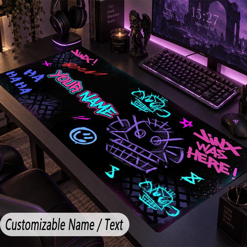 Custom Text Big Mousepad, Extended Desk Pad For Laptop Work GameArcane
