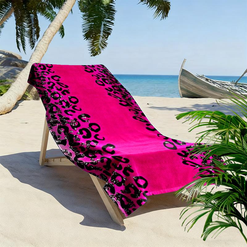 Leopard Print Beach Towel, Large Soft Quick Dry Towel for Beach Camping Swimming