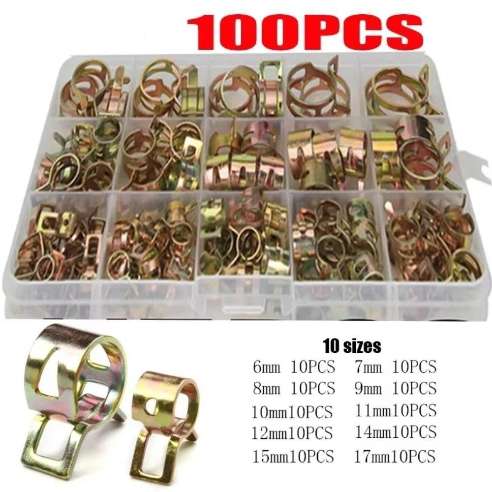 100Pcs Low Pressure Fuel Line Hose Clip Spring Driven Air Tube Clamp  for Automobiles