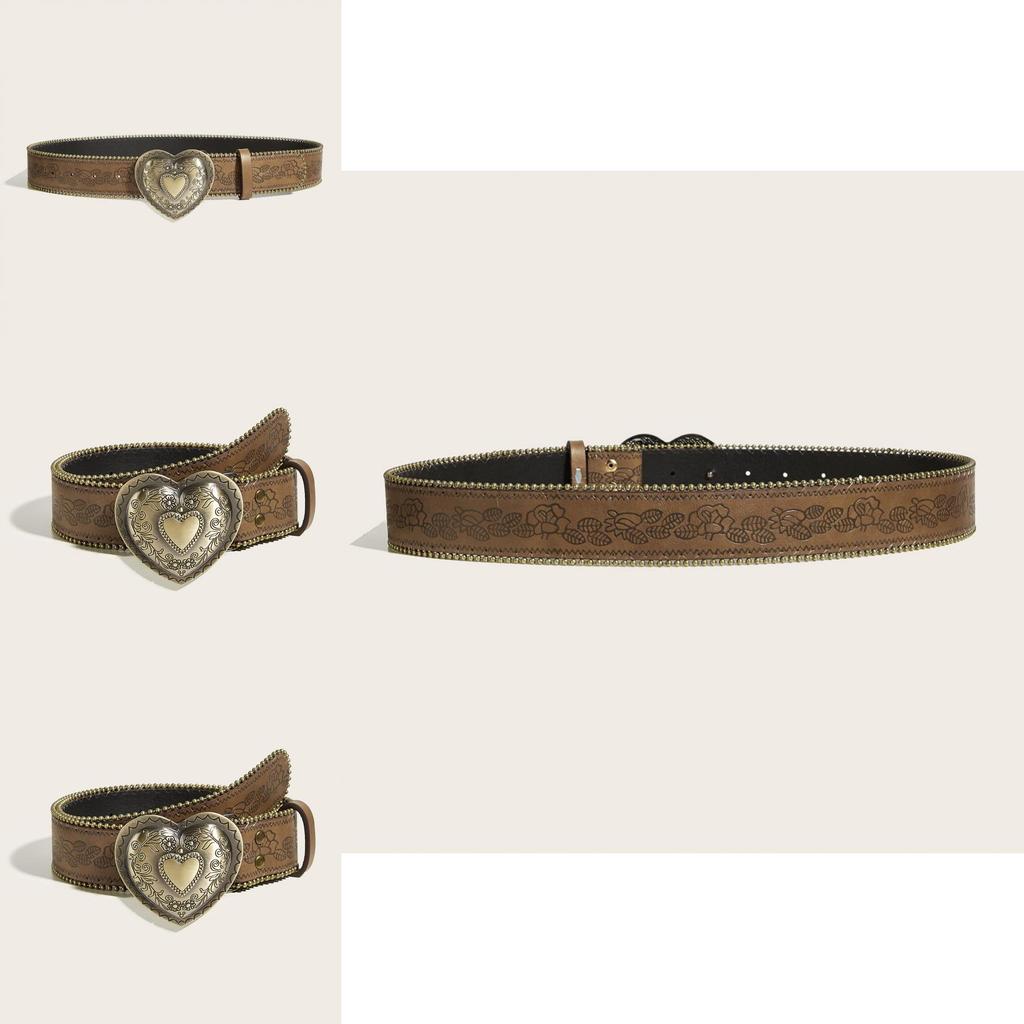 Ceinture en Cuir pour Homme avec Boucle en Alliage et Rivets Vintage Parfaite pour un Style Streetwear Décontracté