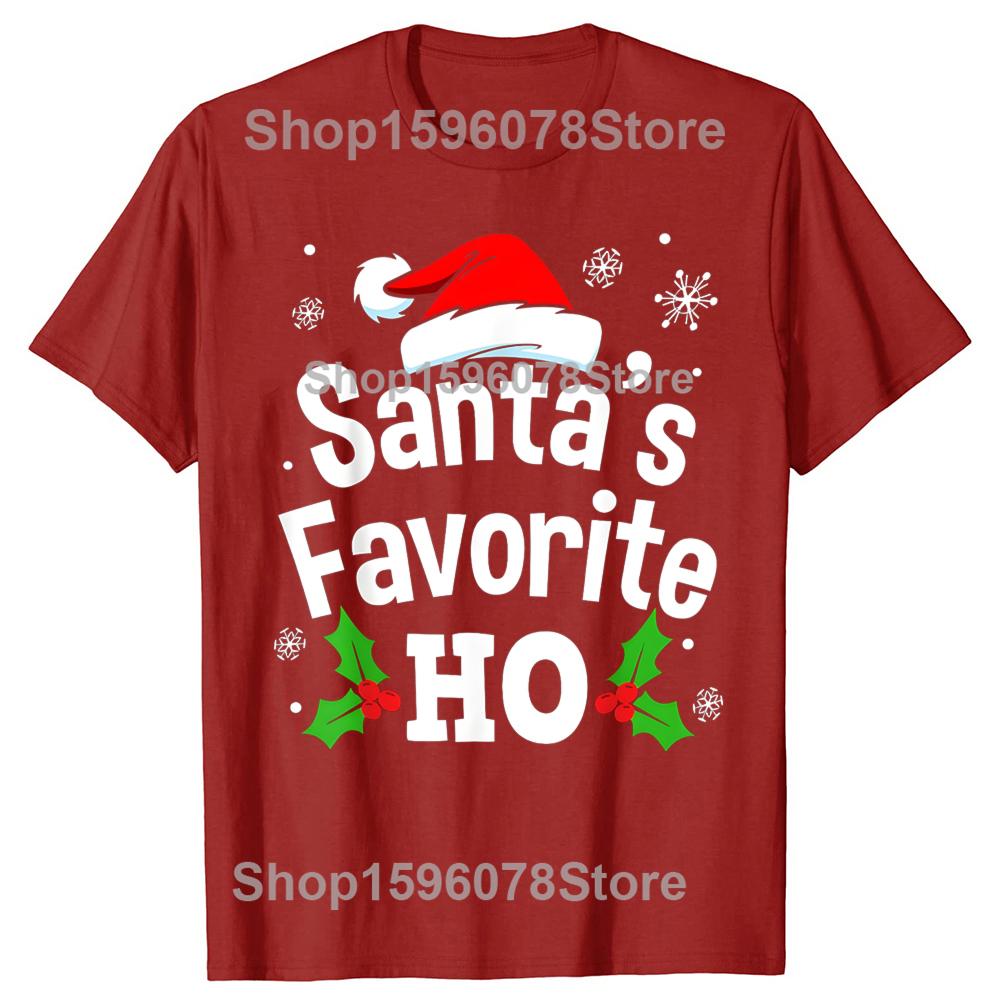 Christmas Santas Favorite Ho Naughty 100 Cotton Tshirts Men Fashion Print Loose Oversized Streetwear Hip Hop Unisex T Shirt S