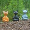 Meditierende Tier-Meditationsstatue einer Katze Harz Sitzende Katze Heim-Garten-Dekoratives Handwerkstück Ausstellungsstück Skulptur