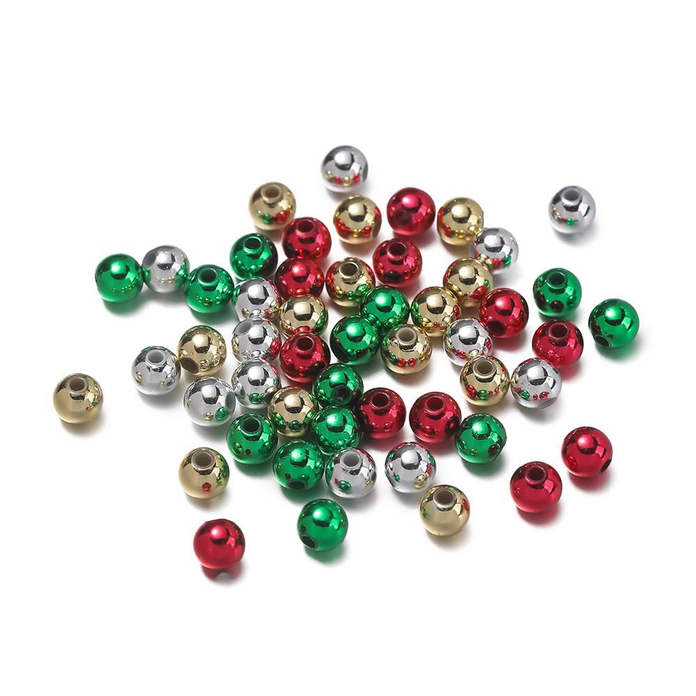 20-100pcs Christmas ABS Plastic Colorful Round Beads 6-12mm Spacer Loose Beads for DIY Earrings Bracelet Jewelry Making Supplies