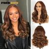 FREEDOM 9x6 Synthetic Lace Front Wigs For Women Pre Plucked Body Wave Lace Wig 20 inches Pre-cut Ombre Brown Blonde Cosplay Wigs