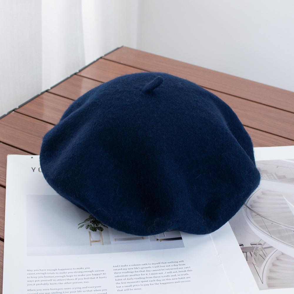 Berretto Donna Britannico Vintage Autunno e Inverno Lana Pittore Cappello Signora Cappello Bocciolo Versatile Tendenza ins