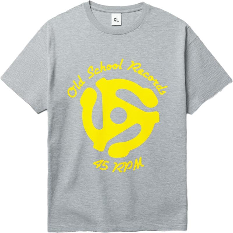 Men Cotton Tshirt Big Size Summer For Man Tshirt Old School Records 45 Rpm Logo Short Sleeve Workout Round Neck Top Tees