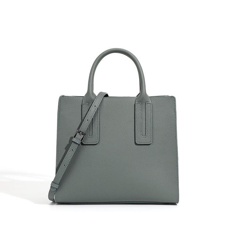 

Сумка-тоут из натуральной кожи большой вместимости 2024 года - сумка через плечо и сумка-мессенджер из коровьей кожи для женщин 28*12*25 миндальный/зелёный