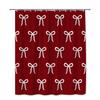 Elegant Red And White Bow Pattern Shower Curtain Waterproof Mildew Resistant Easy To Install For Bathroom Decor Non-Toxic