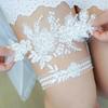 SLBRIDAL Sexy Lace Flower Crystal Rhinestones Pearls Bridal Garter Belt Wedding Thigh Leg Garter Ring for Women/Female/Bride
