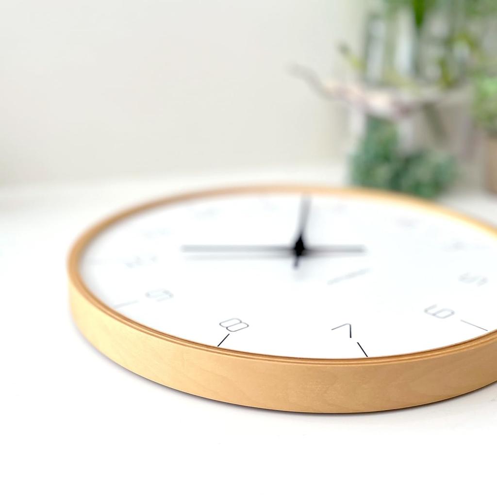KATOMOKU Plywood Clock Wall Clock with Sweep 7, Natural, Movement, km-71NARC, 304mm (radio-controlled Clock)