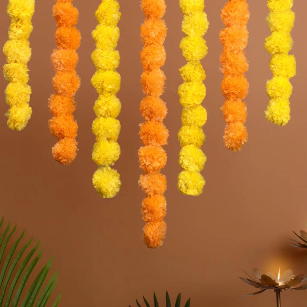 1.5m Marigold Garland Marigold Flowers Home Decor Festival Ornament for Halloween Day of The Dead
