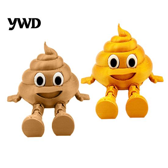 Funny Office Gadget 3D Printed Poop Figurine, Articulated Cartoon Fake Desk Toy Portable Decompression Figure with Movable Joints, Novelty Gag