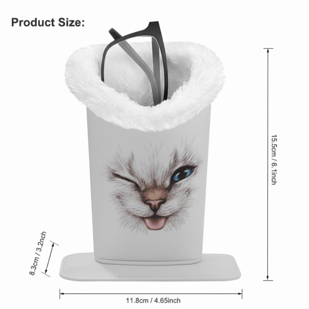 Portable Magnetic Eyeglass Display Stands PU Cat Printing Glasses Storage Box Anti-Scratch Glasses Case for Home Office