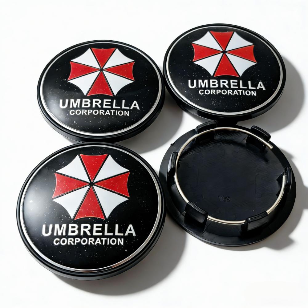 4pcs Umbrella Logo Emblem Car Wheel Center Caps OD 69MM Clips 56MM Wheels Hub Dust Cap Rim Hubcaps Cover Replace Car Accessories