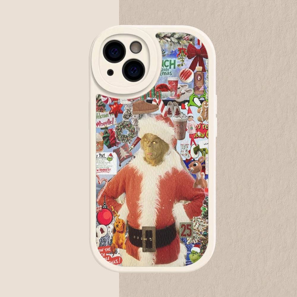 C-Christmas G-Green M-Monsters Phone Case Hard Leather For iPhone 16 15 14 13 12 Mini 11 14 Pro Max Xs X Xr 7 8 Plus Fundas