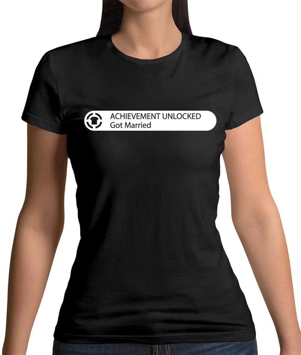 Achievement Unlocked: Got Married Womens T-Shirt - Gamer - Marriage - Wedding XS
