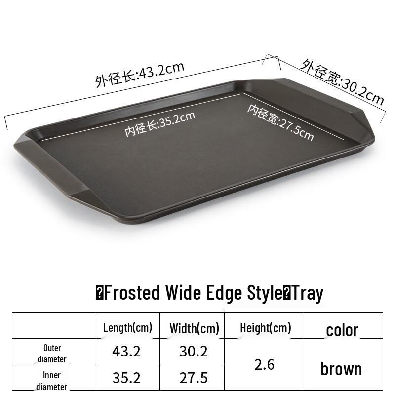 Handun 10-Pack Anti-slip Rectangular Plastic Serving Trays