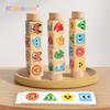 Wooden Dinosaur Animal Puzzle Rolling Block Toy Montessori Match Game With Cards 1 PC Fine Motor Training Toy Gift for Toddlers