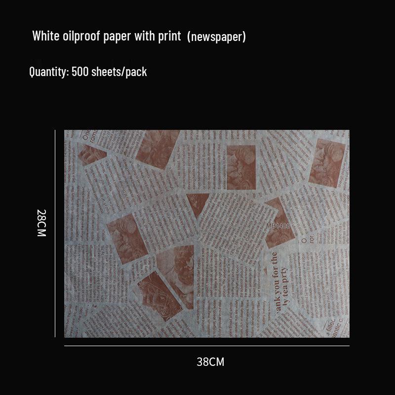 Oil-Proof Food-Grade Baking Paper: English Newspaper Design for Hamburgers and Placemat Use